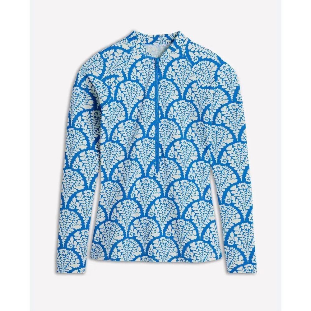 Boden Sun Safe Raglan Rash | Blue and White in 6 - Picture 4 of 9